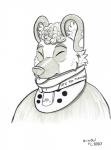 anthro frohawk fur hair male neck_brace short_hair smile solo text tongue tongue_out orcaowl darius_davis african_wild_dog canid canine canis mammal 2020 hi_res sketch traditional_media_(artwork)