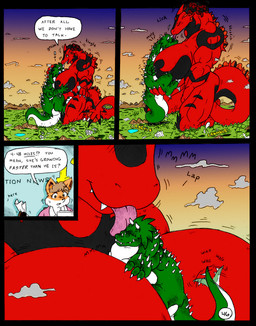 anthro big_breasts body_size_growth breasts female giga group growth_lines huge_breasts landscape_dwarfing licking macro male motion_lines muscular muscular_female muscular_male news news_report onomatopoeia size_difference size_transformation sound_effects speech_bubble text tongue transformation trio dnapalmhead redsaber third-party_edit mythology canid canine canis domestic_dog dragon mammal mythological_creature mythological_scalie scalie english_text