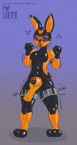 bdsm bondage bound bulge chastity_bulge chastity_device clothing drone femboy latex latex_clothing latex_skinsuit lock_bulge lock_symbol null null_bulge perma permanent skinsuit text tight_clothing rubberjett lagomorph leporid mammal rabbit hi_res url