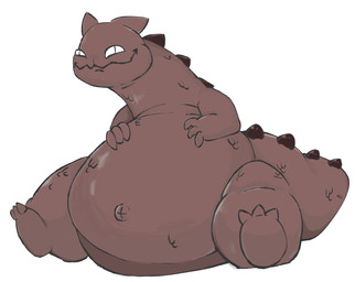 3_toes ambiguous_gender anthro belly big_belly feet glistening glistening_body glistening_scales hand_on_own_belly huge_belly naughty_face navel non-mammal_navel obese obese_ambiguous obese_anthro overweight overweight_ambiguous overweight_anthro pupils red_body red_scales scales simple_background sitting slit_pupils smile solo spikes spikes_(anatomy) spread_legs spreading tail thick_tail thick_thighs toes white_background x_navel volume_(artist) mewgenics pyrophina_(mewgenics) felid feline kaiju mammal scalie 2026 digital_drawing_(artwork) digital_media_(artwork) full-length_portrait hi_res portrait female_(lore)