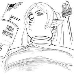 3_fingers american_flag beverage clothed clothed_female clothed_humanoid clothing container cup drinking_straw ear_piercing eyebrows eyelashes female female_humanoid fingers flagpole hair holding_beverage holding_container holding_cup holding_object humanoid_pointy_ears light lips long_hair low-angle_view mouth_closed not_furry outside overweight overweight_female overweight_humanoid piercing pointy_ears sign sky solo text topwear united_states_of_america white_clothing white_eyebrows white_eyes white_hair white_lips white_sky white_topwear baalbuddy 7-eleven frieren_beyond_journey's_end frieren_looking_up mcdonald's frieren elf humanoid 1:1 2025 absurd_res bust_portrait digital_drawing_(artwork) digital_media_(artwork) english_text greyscale hi_res lighting meme monochrome portrait
