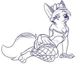 3_toes anthro barefoot breasts clothed clothing feet female fur maid_uniform plantigrade smile solo toes uniform juantriforce alexandra_(landsec) canid canine fox mammal 2022 sketch