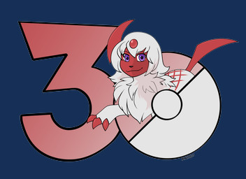 1_horn 30th_anniversary black_nose eyebrows feral forehead_gem gem grin head_tuft horn male quadruped simple_background smile solo standing tail tuft white_body linkmasterchief nintendo pokemon artemis_the_absol absol generation_3_pokemon pokemon_(species) alpha_channel hi_res