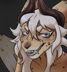 ambiguous_gender anthro bared_teeth eyelashes facial_markings facial_piercing facial_scar fangs head_markings horn markings mouth_shot open_mouth piercing scar solo teeth teeth_showing wings kyjaanka mythology dragon mythological_creature mythological_scalie scalie hi_res icon