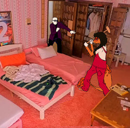 5_fingers anthro bald barefoot bed bedroom black_hair bruised bruised_eye camera clothing crossgender duo elbow_feathers eyelashes eyewear feathered_tail feathers feet female fingers furniture glasses hair hammer jacket light-skinned_male light_body light_skin long_hair long_tail male mtf_crossgender orange_body orange_feathers orange_scales overalls photo_background red_eyes round_glasses scales smile snout tail tail_tuft text tools topwear tuft walk-in 2sleepee cavemanon_studios fishtank_live goodbye_volcano_high i_wani_hug_that_gator ko_op_(game_developer) basil/spice_(gvh) inco_(iwhtg) dinosaur dromaeosaurid feathered_dinosaur feathered_scalie human mammal microraptor prehistoric_species reptile saurischian scalie theropod 2025 absurd_res artist_name digital_drawing_(artwork) digital_media_(artwork) hi_res photography_(artwork) signature