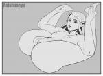 anus border female genitals not_furry pussy solo white_border reishuseyu breath_of_the_wild nintendo the_legend_of_zelda princess_zelda elf humanoid greyscale monochrome