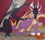 ambiguous_fluids anus butt claws crouching duo egg egg_from_ass eyes_closed feral genitals hand_on_butt horn inside looking_at_another male male/male oviposition penis pregnant pregnant_feral pregnant_male sitting stretched_anus tail window wings dlrp99 activision mythology spyro_the_dragon cynder spyro dragon mythological_creature mythological_scalie scalie colored hi_res signature