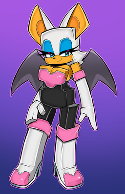 anthro armwear boots clothing elbow_gloves female footwear gloves gradient_background hand_on_hip handwear high_heeled_boots high_heels legwear looking_at_viewer shoes simple_background solo square_breasts thigh_boots thigh_highs wide_hips wings jamoart sega sonic_the_hedgehog_(series) rouge_the_bat bat mammal absurd_res hi_res