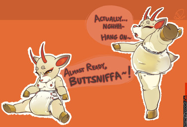 anthro bodily_fluids breasts dialogue diaper feces female genital_fluids nipples peeing pooping sitting slightly_chubby soiled_diaper soiling soiling_diaper solo stretching text unclean_diaper urine used_diaper using_diaper wet_diaper wetting smellyroob animal_crossing nintendo shino_(animal_crossing) cervine deer mammal english_text hi_res