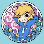 blonde_hair clothing flower hair hibiscus humanoid_pointy_ears light_body light_skin looking_at_viewer male not_furry one_eye_closed pajamas plant pointy_ears smile solo wink rutiwa nintendo the_legend_of_zelda wind_waker toon_link elf humanoid hylian 1:1 2024 hi_res