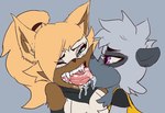 anthro blonde_hair blue_eyes bodily_fluids brown_body brown_fur clothed clothing dark_eyelids drooling duo eye_ring female female/female french_kissing fur grey_body grey_fur hair kissing purple_eyes saliva saliva_on_face saliva_on_tongue saliva_string sleveless_shirt sloppy sloppy_kiss tail tongue tongue_out topwear yellow_clothing yellow_topwear haz3y third-party_edit ungulatr idw_publishing sega sonic_the_hedgehog_(comics) sonic_the_hedgehog_(idw) sonic_the_hedgehog_(series) tangle_the_lemur whisper_the_wolf canid canine canis lemur mammal primate strepsirrhine wolf color_edit colored colored_sketch sketch