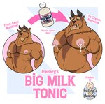 1ceberg absurd_res advertisement anthro beast_(disney) beauty_and_the_beast belly big_nipples big_pecs bodily_fluids body_size_growth disney expansion fake_advertisement fangs growth hair hi_res horn lactating looking_at_viewer male male_lactation mammal mane mane_hair milk muscle_growth musclegut muscular muscular_male nipples nude overweight pecs potion size_transformation solo teeth tongue tongue_out transformation transformation_potion