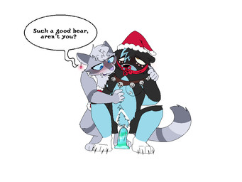 anthro breasts christmas_clothing christmas_headwear clothing dildo duo female genitals hat headgear headwear holidays male male/female santa_hat sex_toy vulva sunschnauzer3 christmas break_(sunschnauzer3) yuki_(sunschnauzer3) american_black_bear bear black_bear glacier_bear mammal procyonid raccoon ursine trans_(lore) trans_man_(lore)