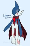 cape clothing male scar solo bloowolfy nintendo pokemon gallade generation_4_pokemon humanoid pokemon_(species) 2023 full-length_portrait hi_res portrait