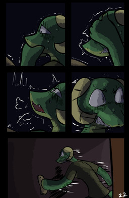 anthro bodily_fluids clothed clothing female horn shaking shivering solo sweat brradett lernie_(brradett) scalie absurd_res colored comic digital_media_(artwork) hi_res