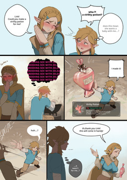 blush clothed clothing dialogue duo female humanoid_pointy_ears infidelity male not_furry pointy_ears speech_bubble text wjs07 nintendo the_legend_of_zelda link princess_zelda humanoid hylian absurd_res comic english_text hi_res