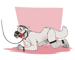 3_toes 4_fingers all_fours animal_genitalia animal_penis anthro bdsm bodily_fluids bondage bound canine_genitalia canine_penis chastity_cage chastity_device clothing collar cuff_(restraint) feet fingers fishnet_clothing fishnet_legwear fur gag gagged genital_fluids genitals hair handcuffs leaking_precum leash leashed_collar legwear male metal_cuffs mostly_nude muzzle_(object) muzzled nipples over_sheath_chastity_cage penis precum restraints sheath sheath_chastity_cage simple_background solo tail toes underwear white_background cadaverrdog howie_(cadaverrdog) canid canine canis domestic_dog german_shepherd herding_dog mammal pastoral_dog 2016