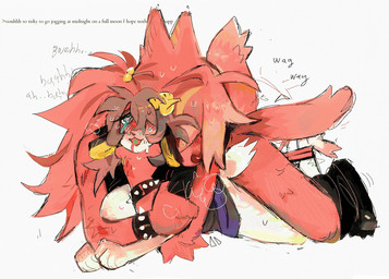 anthro anthro_penetrating anthro_penetrating_humanoid blush bottomwear bottomwear_around_one_leg bottomwear_down bracelet breath clothing clothing_around_one_leg female fucked_silly hair hair_over_eyes heart_eyes heart_symbol horn humanoid_on_anthro humanoid_penetrated jewelry looking_pleasured male moan pants pants_around_one_leg penetration sex simple_background snout spiked_bracelet spikes spiral_horn tail tail_motion tailwag text hoofcoochie animal_humanoid bovid bovid_humanoid canid canine caprine caprine_humanoid humanoid mammal mammal_humanoid sheep_humanoid english_text hi_res