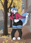 anthro bottomwear clothing crop_top cropped_hoodie femboy glistening glistening_eyes hotpants legwear male shirt shorts solo thick_thighs thigh_highs topwear wide_hips kariwolf197 skyler(pm) canid canine fox mammal hi_res