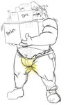 anthro beard belly big_belly bodily_fluids clothed clothing diaper diaper_under_clothing facial_hair genital_fluids hat headgear headwear male mature_male overweight overweight_male solo unclean_diaper urine used_diaper watersports wearing_diaper wet_diaper wetting brickoven bear mammal hi_res