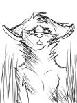 anthro male nude sad solo theothefox canid canine fennec_fox fox mammal true_fox 2014 3:4 monochrome sketch