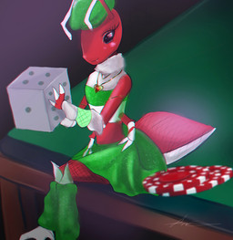 anthro d6 dice female furniture solo table flafstera valloncar mitzi_(characters) mitzi_(proteusiii) ant arthropod hymenopteran insect