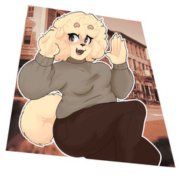 anthro black_eyes black_nose blush blush_lines bottomwear breasts brown_eyebrows clothed clothing eyebrows female fur glistening glistening_eyes hair long_tail pants short_hair solo sweater tail talking_to_viewer tan_body tan_ears tan_fur tan_hair text thick_eyebrows topwear skibanana jessica_(skibanana) canid canine canis domestic_dog mammal 1:1 absurd_res english_text hi_res