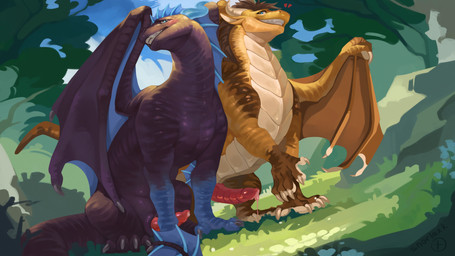 animal_genitalia awkward awkward_smile becoming_erect blue_horn blush bodily_fluids brown_body brown_fur brown_mane brown_scales brown_wings bump claws coming_out cum cum_drip cum_on_penis cum_on_self cum_string detailed_background dripping duo ejaculation erection feral forest forest_background fur genital_fluids genital_slit genitals grass group happy horn knot leaf leaves_on_ground male male/male mane membrane_(anatomy) membranous_wings nature nature_background nervous pawpads penis plant purple_body purple_membrane purple_scales purple_skin purple_tail purple_wings scales scaly_tail shoulder_bump smile smug smug_expression smug_face smug_grin snout tail teased teaser teasing text tongue tree white_claws white_horn white_pawpads wings snorlaxk european_mythology mythology lunak tiko dragon furred_scalie mythological_creature mythological_scalie scalie western_dragon 16:9 4k absurd_res hi_res widescreen