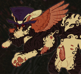 4_nipples ambiguous_gender animal_genitalia anus bodily_fluids butt claws clothing cum curled_fur ear_tuft erection feather_markings feathers feet feline_genitalia feral fluffy fluffy_tail fur fur_markings genital_fluids genitals grey_hair hair hat headgear headwear hindpaw humanoid_face looking_at_viewer lying male markings multi_nipple nipples on_side pawpads paws penile_spines penis precum solo spiked_penis spikes spikes_(anatomy) spread_wings tail tuft wings y_anus fetishspiral mythology domestic_cat felid feline felis humanoid mammal mythological_creature mythological_sphinx rex_(cat) selkirk_rex hi_res