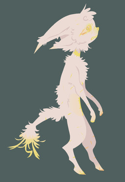 albino ambiguous_gender anthro curly_hair fur hair scar slim solo white_body white_fur yellow_scar rotsrocks casualties:_unknown k-899_(permian) albino_(gunsawian) expie_(gunsawian) gunsawian hi_res