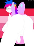 anus balls black_background blonde_hair blue_hair butt clothed clothing dress flaccid genderfluid genitals hair insane insect_wings lgbt_pride looking_at_viewer looking_back male multicolored_hair not_furry penis perineum pink_background pink_hair presenting presenting_hindquarters pride_colors purple_hair simple_background smile solo white_body wings conditional_dnp seventeen1717 mythology enchantry fairy humanoid mammal mythological_creature 2025 3:4 digital_drawing_(artwork) digital_media_(artwork) lineless pixel_(artwork) signature nonbinary_(lore)