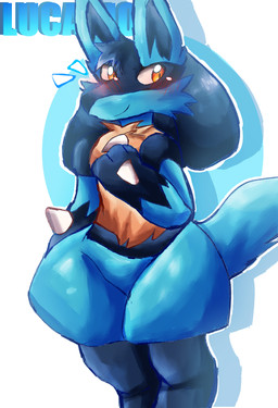 anthro arm_spikes black_body black_fur blue_background blue_body blue_fur blue_tail blush blush_lines cheek_tuft facial_tuft fluffy fur hair head_tuft long_ears male neck_tuft red_eyes simple_background solo spikes spikes_(anatomy) tail tan_body tan_fur tuft white_background felipotyphlosion nintendo pokemon canid canine generation_4_pokemon lucario mammal pokemon_(species) absurd_res hi_res