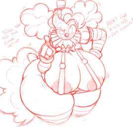 anthro anthrofied areola areola_slip big_breasts breasts clothed clothing clown clown_makeup clown_nose curvy_figure female hair hat headgear headwear huge_breasts slightly_chubby solo suspenders text thick_thighs top_hat voluptuous aer0_zer0 friendship_is_magic hasbro my_little_pony pinkie_pie_(mlp) earth_pony equid equine horse mammal pony absurd_res digital_drawing_(artwork) digital_media_(artwork) english_text hi_res