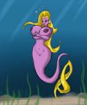 big_breasts blonde_hair breasts curvy_figure detailed_background female genitals hair half-closed_eyes holding_breast huge_breasts lips narrowed_eyes nipples non-mammal_nipples pussy seabed smile solo split_form tail underwater voluptuous water wide_hips shinysteel fish_police hanna-barbera angel_jones fish humanoid marine merfolk hi_res