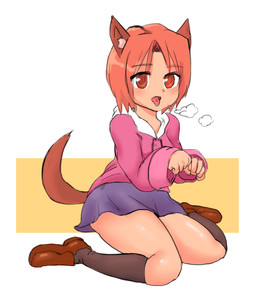 animal_humanoid begging begging_pose blush breath canid canine clothed clothing escanda female humanoid kneeling looking_at_viewer mammal orange_juice_(developer) panting pose qp qp_shooting solo