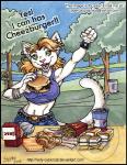 anthro beverage big_breasts big_mac_(burger) breasts burger detailed_background eating fast_food female food fries holding_food holding_object humor onion_rings outside park plant river soda solo text tree cybercat deviantart i_can_has_cheezburger? lolcats mcdonald's yahoo! domestic_cat felid feline felis mammal 2009 english_text meme traditional_media_(artwork) url watermark