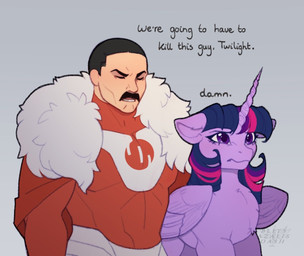 chest_tuft duo eyes_closed female feral horn inner_ear_fluff male muscular simple_background text tuft wings blitsazalisdash friendship_is_magic hasbro my_little_pony mythology thragg_(invincible) twilight_sparkle_(mlp) equid equine mammal mythological_creature mythological_equine viltrumite winged_unicorn english_text hi_res meme