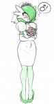 armwear bouquet bride bulge clothed clothing crossdressing dress elbow_gloves femboy flower footwear gloves green_lips handwear high_heels lips lipstick makeup male not_furry plant shoes simple_background solo text veil wedding_dress wide_hips wife sealguy nintendo pokemon gardevoir generation_3_pokemon pokemon_(species) english_text hi_res