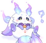 ambiguous_form anus bell blue_body blue_ear_tips blue_fire blue_fur blue_tail blush chibi colored_fire dipstick_ears ear_markings female fire fur genitals green_eyes humanoid_genitalia humanoid_vulva multicolored_ears semi-anthro simple_background solo spread_legs spread_vulva spreading tail vulva white_background white_body white_ears white_fur kirichiiii nijisanji vtuber lunlun_(nijisanji) unknown_species