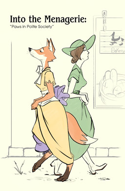 anthro bakery barefoot biped black_nose boots bow_ribbon brown_hair clothed clothing digitigrade dipstick_tail dress duo eyes_closed feet female footwear fur hair hat headgear headwear inner_ear_fluff markings orange_body orange_fur outside plantigrade shoes tail tail_markings text tuft walking wetchop canid canine fox human mammal 2025 comic cover cover_art cover_page digital_drawing_(artwork) digital_media_(artwork) english_text hi_res