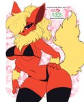 anthro bra breasts clothed clothing female legwear looking_at_viewer navel panties simple_background solo thick_thighs thigh_highs underwear james_andromeda nintendo pokemon eeveelution flareon generation_1_pokemon mammal pokemon_(species) absurd_res hi_res