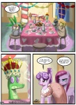 alligator alligatorid blue_eyes comic crocodilian crown dialogue earth_pony english_text equid equine female feral food friendship_is_magic fur gummy_(mlp) hair hasbro headgear hi_res horn horse john_joseco long_hair madame_le_floure_(mlp) mammal mr._turnip_(mlp) my_little_pony mythological_creature mythological_equine mythology party pink_body pink_fur pink_hair pink_pearl_(mlp) pinkamena_(mlp) pinkie_pie_(mlp) pony pupils purple_eyes purple_hair reptile rocky_(mlp) scalie short_hair sir_lintcelot_(mlp) slit_pupils text tiara unicorn