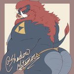 anthro beard butt clothing facial_hair male moobs overweight overweight_male solo triforce_tattoo underwear shadowmatamori nintendo the_legend_of_zelda ganon mammal suid suine sus_(pig) wild_boar 1:1 2022 absurd_res hi_res