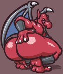 big_butt butt crouching male presenting presenting_hindquarters red_body solo tongue tongue_out wings tehsquishyray capcom demon's_crest gargoyle's_quest ghosts_'n_goblins firebrand red_arremer hi_res