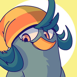 anthro beak blue_body blue_feathers brown_eyes clothing feathers female hat head_feathers headgear headwear orange_beak pattern_clothing pattern_hat pattern_headgear pattern_headwear solo striped_clothing striped_hat striped_headgear striped_headwear stripes lasterisers angry_birds angry_birds_stella rovio_entertainment sega the_angry_birds_movie willow_(angry_birds) avian bird columbid crowned_pigeon pigeon
