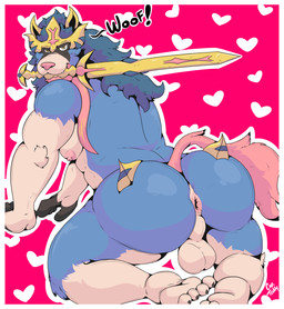 4_toes all_fours anthro anthrofied anus arm_tuft backsack balls blue_body blue_fur butt claws elbow_tuft feet fur genitals holding_melee_weapon holding_object holding_sword holding_weapon looking_back male melee_weapon mouth_hold nipples nude object_in_mouth outline pattern_background pink_anus pink_nipples pokemorph presenting presenting_hindquarters simple_background solo sword sword_in_mouth teeth text toe_claws toes tuft weapon weapon_in_mouth white_balls white_body white_fur white_outline yellow_eyes thecaptainteddy nintendo pokemon canid crowned_sword_zacian generation_8_pokemon legendary_pokemon mammal pokemon_(species) zacian english_text hi_res