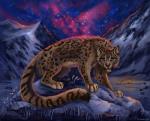 ambiguous_gender blue_eyes detailed_background feral ice lazy leopard_spots night outside paws sky snow solo spots star winter flashw amur_leopard felid leopard mammal pantherine 2014 digital_media_(artwork) digital_painting_(artwork)