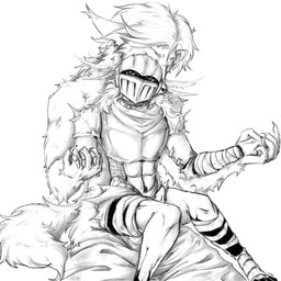 animal_genitalia animal_penis anthro armor bodily_fluids canine_genitalia canine_penis clothed clothing duo erection female fur genitals hair hand_holding headgear helmet male male/female not_furry partially_clothed penis sex simple_background tail thigh_sex white_background tetradochka canid canine canis humanoid hybrid mammal wolf 1:1 black_and_white digital_media_(artwork) hi_res monochrome