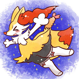 >o< ambiguous_anthro ambiguous_gender anthro arms_out biped blush blush_stickers bow_ribbon clothing digitigrade dipstick_tail featureless_crotch food legwear markings midair object_in_tail shrimp_(food) side_view simple_background snout solo stockings tail tail_markings annyui0611 nintendo pokemon braixen canid generation_6_pokemon mammal pokemon_(species) 1:1 digital_drawing_(artwork) digital_media_(artwork) full-length_portrait portrait
