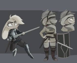 anthro armor belt breastplate clothed clothing female greaves grey_eyes hand_on_hip headgear helmet holding_melee_weapon holding_object holding_sword holding_weapon mask melee_weapon multiple_poses pose scabbard shield simple_background solo sword weapon yitexity landylyn_(yitexity) lagomorph leporid mammal rabbit 2018 hi_res